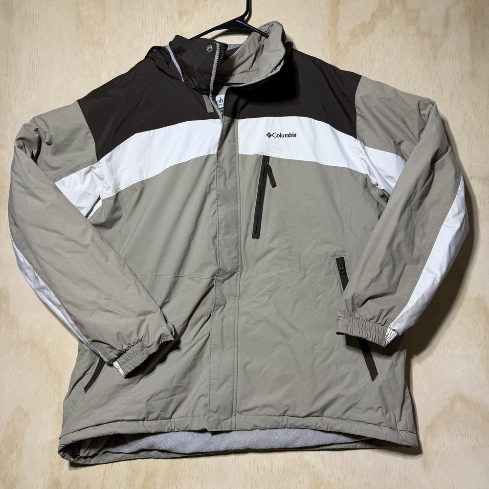 Columbia Sportswear Men's XL Colorblock Fleece Lined Winter Jacket Tan Brown
